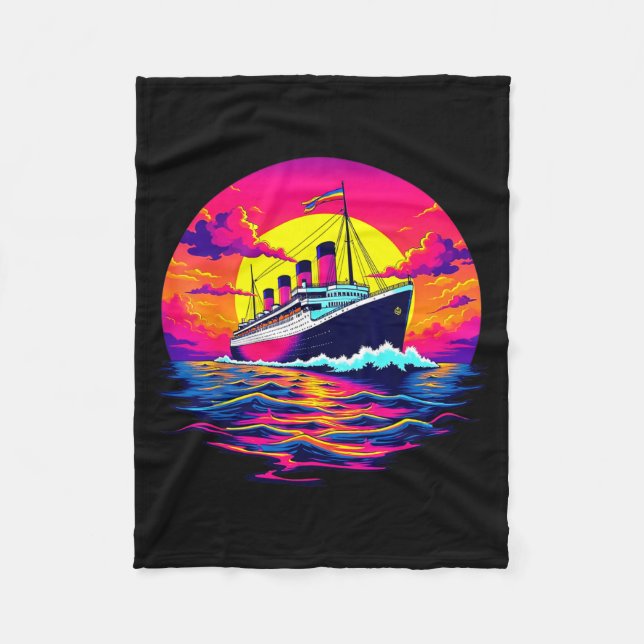 Cargo Ship Vintage Titanic Boat Travel Rate Men Wo Fleece Blanket (Front)
