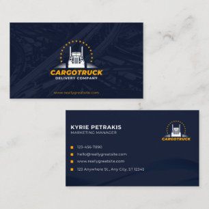 Cargo Trucking & Logistics Modern Navy Gold Busine Business Card