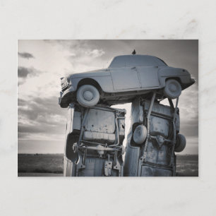 carhenge stacked cars postcard