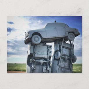 carhenge stacked cars postcard