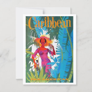 Caribbean Airlines Travel Retro Inspired Postcard
