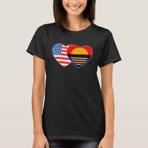 Caribbean and USA Flag Twin Heart for Caribbean Am T-Shirt