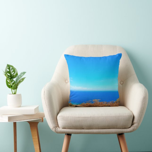 Caribbean Azure Bliss – Ocean View Throw Pillow (Chair)