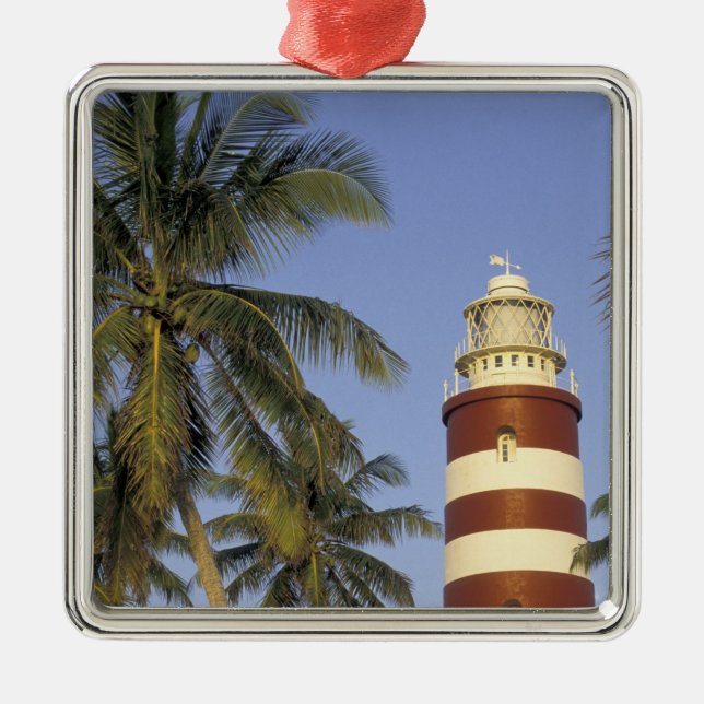 Caribbean, Bahamas, Abaco, Elbow Cay. Hopetown Metal Tree Decoration (Front)