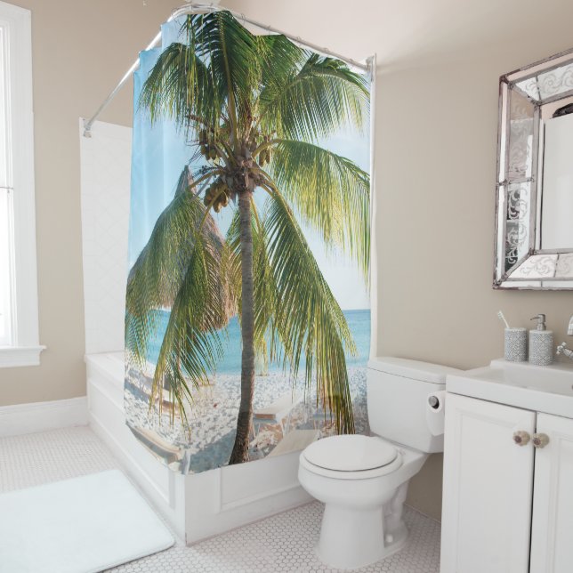 Caribbean Beach Bliss #1 #wall #art Shower Curtain (In Situ)