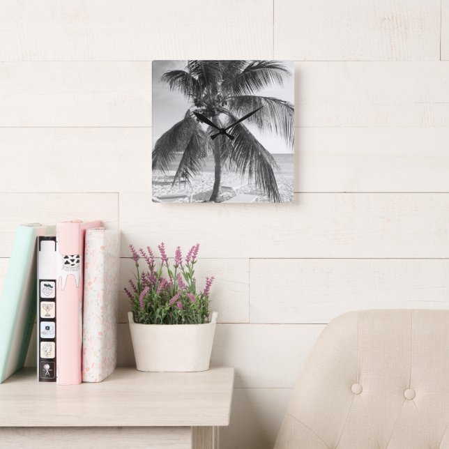 Caribbean Beach Bliss #5 #tropical #wall #art Square Wall Clock (Reading Room)