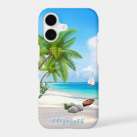 Caribbean Beach Illustration Name Template
