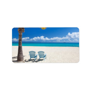 Caribbean beach label