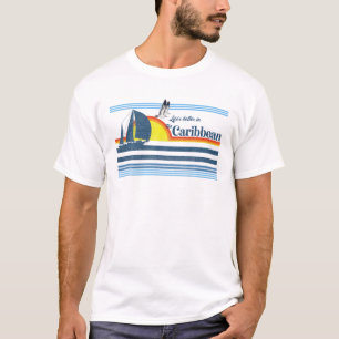 Caribbean - Beach Retro 70S 80S Island Sailing Boa T-Shirt