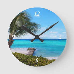 Caribbean Beach Round Clock