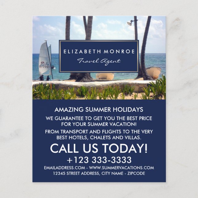 Caribbean Beach, Travel Agent Advertising Flyer (Front)