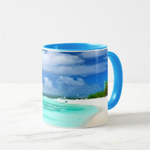 Caribbean Beach with Deep Blue Summer Sky Mug