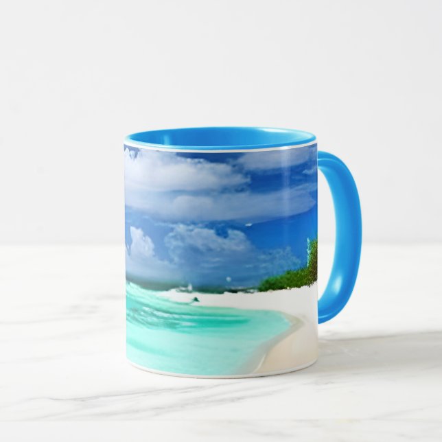  Caribbean Beach with Deep Blue Summer Sky Mug (Front Right)
