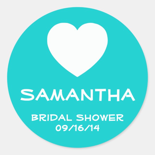 Caribbean Blue and White Heart Favour Seal (Front)