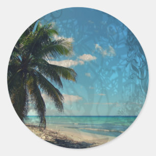 Caribbean Blue Classic Round Sticker