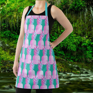 Caribbean Blue Colorful Pineapples  Apron