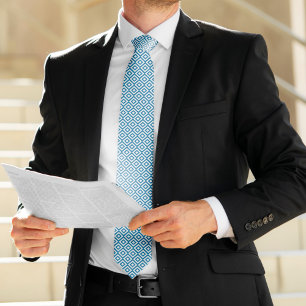 Caribbean Blue Diamonds Pattern Tie