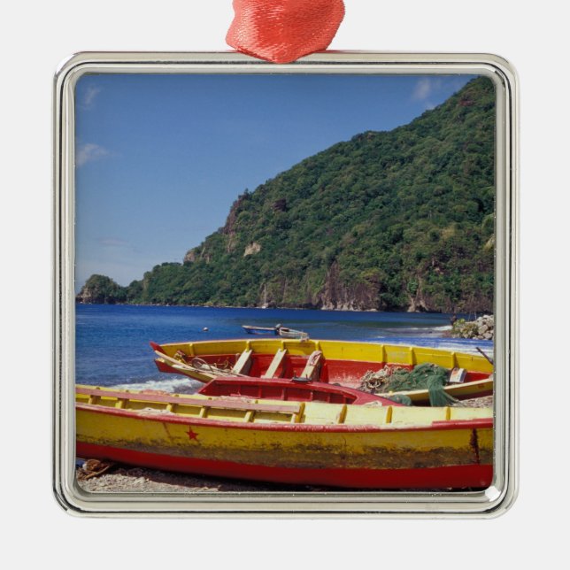 Caribbean, BWI, St. Lucia, Sailboats, Soufriere. Metal Ornament (Front)