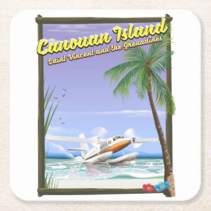 Caribbean, Canouan islands paradise poster. Square Paper Coaster