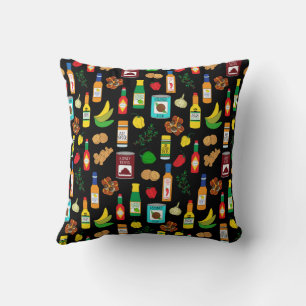 Caribbean Chillies and Spices Food Patterned Cushion