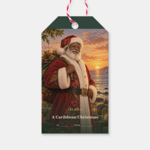 Caribbean Christmas Gift Tags Black Santa Island