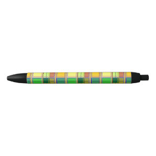 Caribbean Colorful Fabric Madras Tartan Black Ink Pen