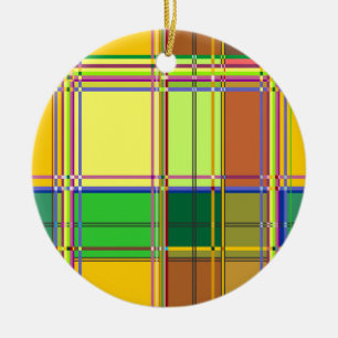 Caribbean Colorful Fabric Madras Tartan Ceramic Ornament