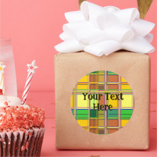 Caribbean Colorful Fabric Madras Tartan Classic Round Sticker