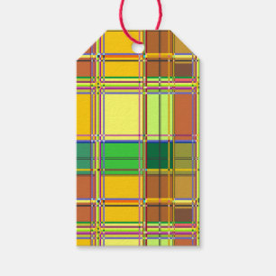 Caribbean Colorful Fabric Madras Tartan Gift Tags