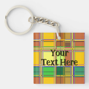 Caribbean Colorful Fabric Madras Tartan Key Ring
