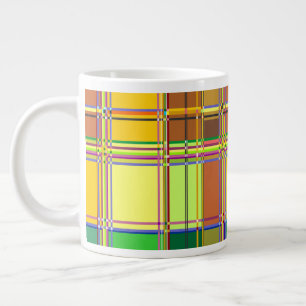Caribbean Colorful Fabric Madras Tartan Large Coffee Mug