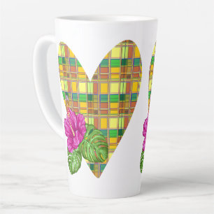 Caribbean Colorful Fabric Madras Tartan Latte Mug