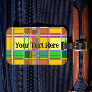 Caribbean Colorful Fabric Madras Tartan Luggage Tag
