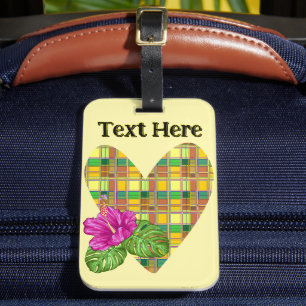 Caribbean Colorful Fabric Madras Tartan Luggage Tag