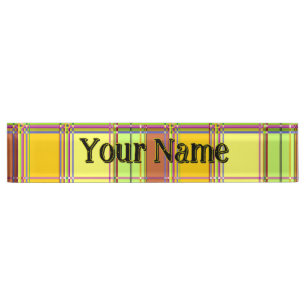 Caribbean Colorful Fabric Madras Tartan Nameplate