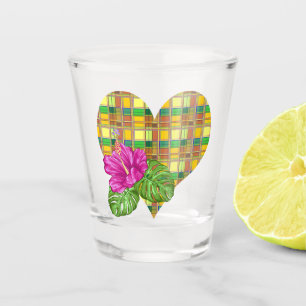 Caribbean Colorful Fabric Madras Tartan Shot Glass