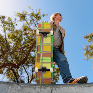 Caribbean Colorful Fabric Madras Tartan Skateboard