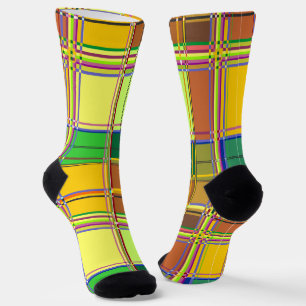 Caribbean Colorful Fabric Madras Tartan Socks