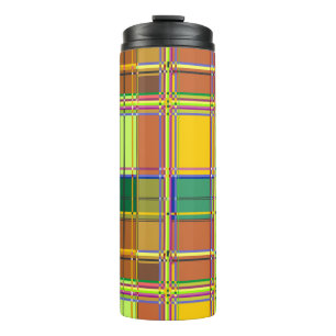 Caribbean Colorful Fabric Madras Tartan Thermal Tumbler