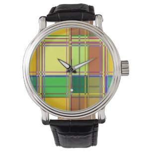 Caribbean Colorful Fabric Madras Tartan Watch