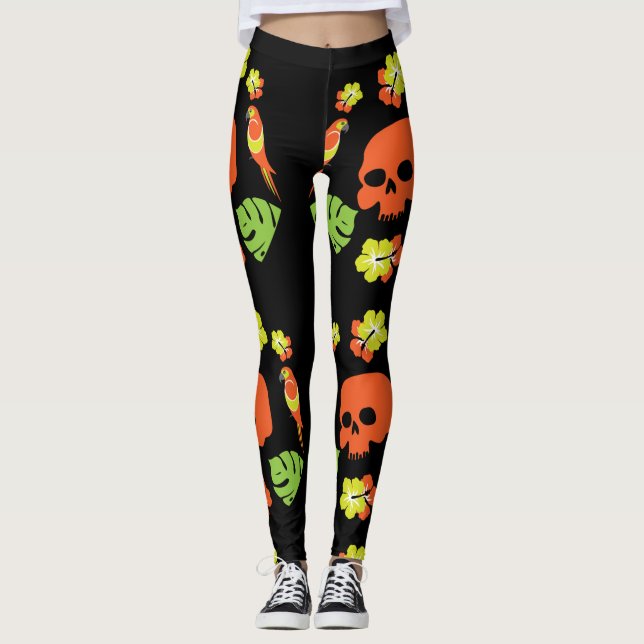 Caribbean Colourful Patterns Leggings (Front)