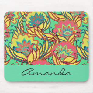 Caribbean Colours Boho Floral Personalised Mouse Pad