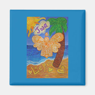 Caribbean Creole Beach Angel Custom Fridge Magnets