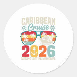 Caribbean Cruise 2026 Vacation Trip Matching Famil Classic Round Sticker