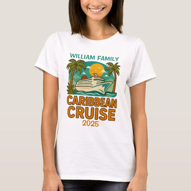 Caribbean Cruise Custom Name and Date T-Shirt (Front)