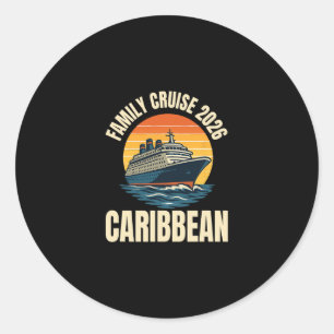 Caribbean Cruise Family Vacation Trip 2026 Retro G Classic Round Sticker