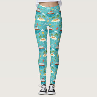 Caribbean Cruise Tropical Island Ship Design Leggings