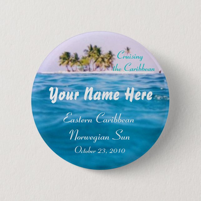 Caribbean Cruising Personalised 6 Cm Round Badge (Front)
