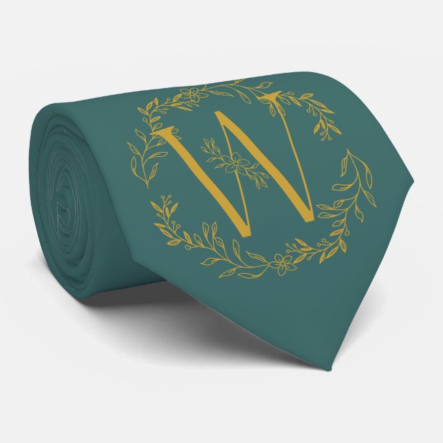 Caribbean Current Colour Monogrammed Groomsmen Tie (Rolled)