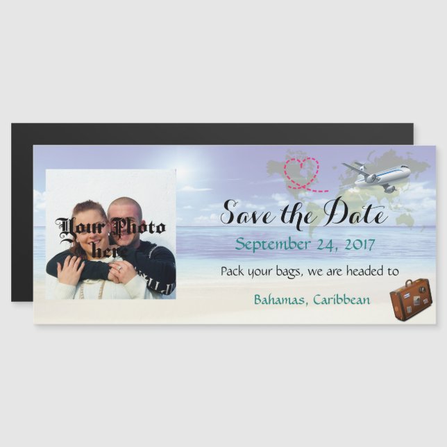 Caribbean Destination Wedding Save the Date Magnet (Front/Back)
